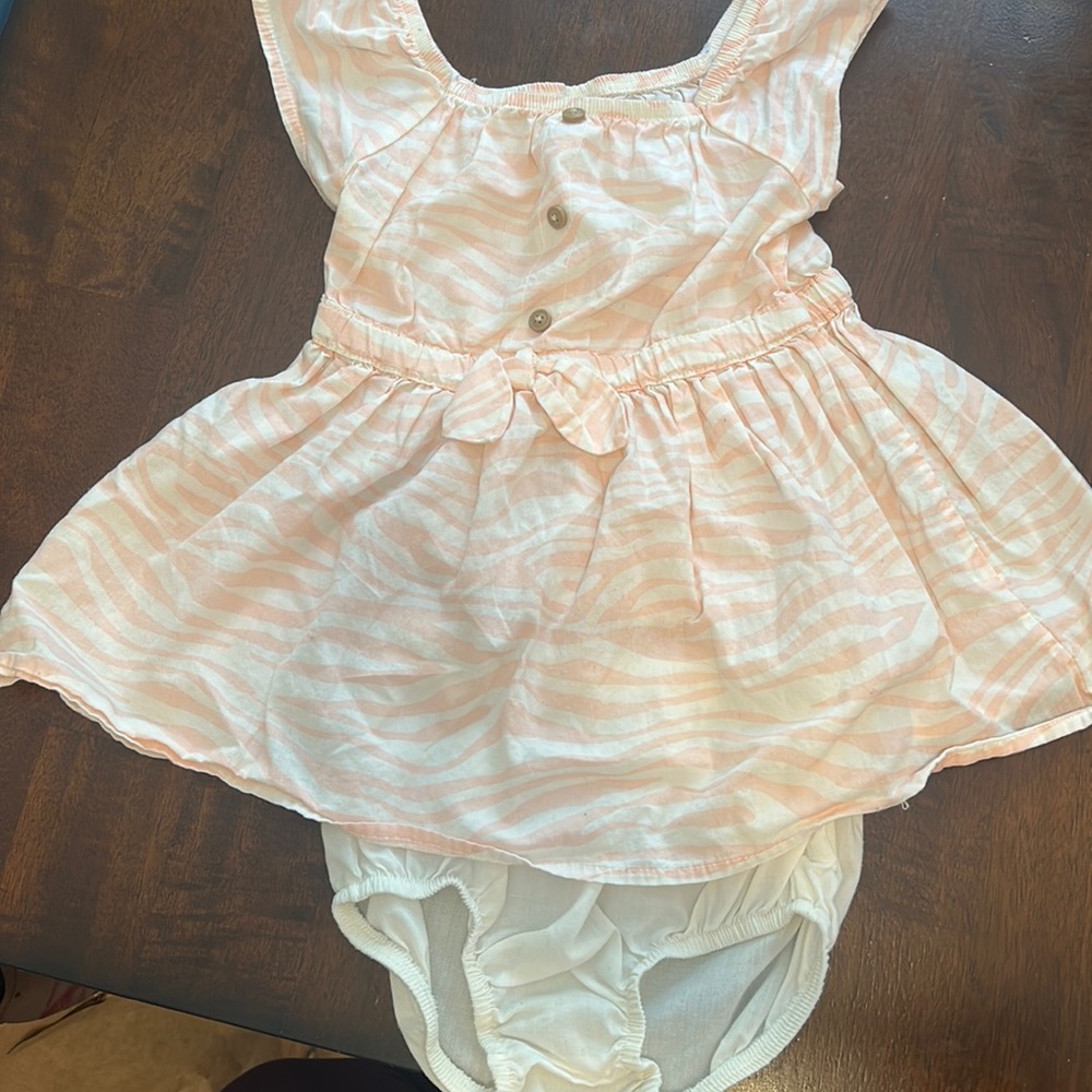 Pink and white dress with diaper cover